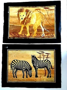Afrikanischer Ägyptischer Papyrus Papier Kollege Kunst Malerei Handarbeit Set/2 Neu 9 x 13 - Bild 1 von 4
