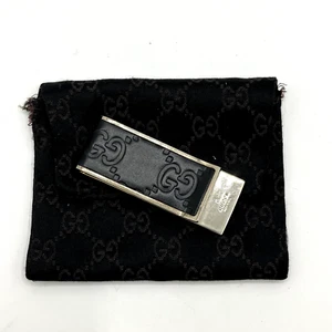 GUCCI Money Clip Leather Black Sima Bill Authentic From Japan - Picture 1 of 18