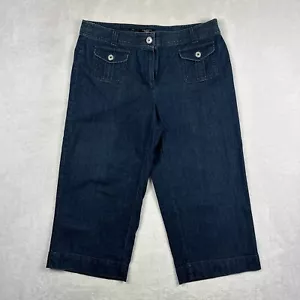 Talbot Cropped Jeans Womens 16W Blue Classic Straight Leg Stretch Flap Pockets - Picture 1 of 13