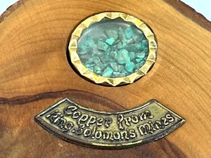 Vntg Judaica Copper From King Solomons Mines In Olive Wood Israel Jewish Judaism - Picture 1 of 10