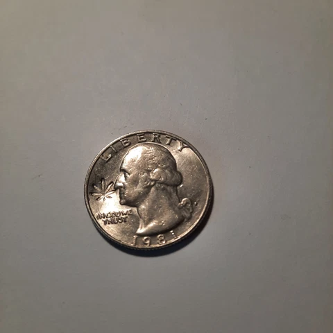 Real  Washington Quarter Marijuana Weed Counterstamp Coin Cover