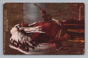 Blackfeet warrior with bow at Glacier National Park Montana postcard - Picture 1 of 2