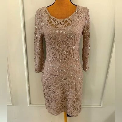 Chelsea & Violet Champagne Lace Dress Sequin Mother of the Bride Wedding Foto 1 de 4