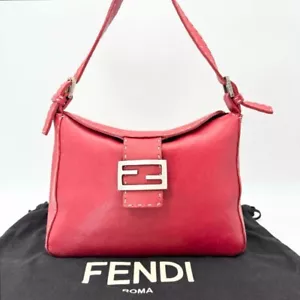 FENDI Mamma Bucket Celeria Shoulder Bag Red Leather Authentic Genuine Free Ship- - Picture 1 of 14