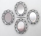 #1407 ANTIQUED STERLING SILVER PLATED 25x18MM RAISED LACE BORDER BEZEL- 4 Pc Lot