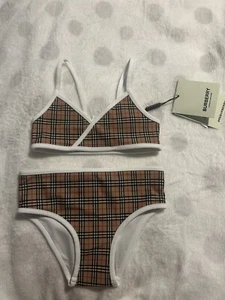 Burberry Girls Archive Beige Crosby Vintage Check Two-Piece Swimsuit - Picture 1 of 4