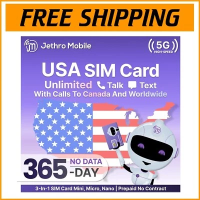 Enjoy Unlimited Talk & Text with Jethro 12-Month Prepaid SIM - Easy Activation - Image 1 of 4