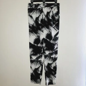 Vintage Kmart Attention Pants Pullon Womens Small Black White Brush Stroke Print - Picture 1 of 9