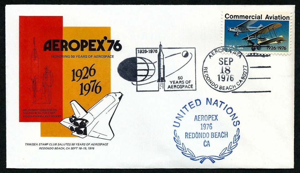 USA, SCOTT #1684, TRW/SEA AEROPEX UNITED NATIONS EVENT COVER COMMERCIAL AVIATION - Image 1 of 1