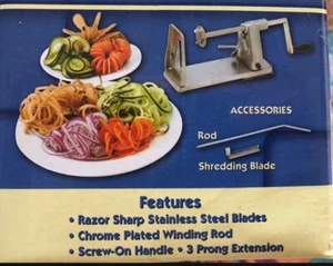 Kitchen Stainless Steel Vegetable Spiral Slicer Potatoes Carrot Cucumber *NEW* - Picture 1 of 4