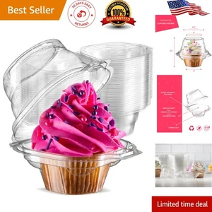50 Stackable Airtight Cupcake Containers with Deep Dome - BPA-Free Plastic - Picture 1 of 8