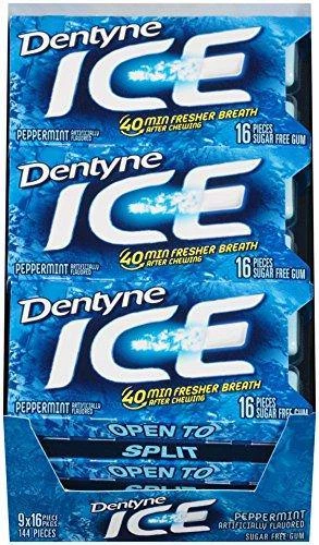 Dentyne Ice Sugar Gum Peppermint 16 Piece Pack of 9