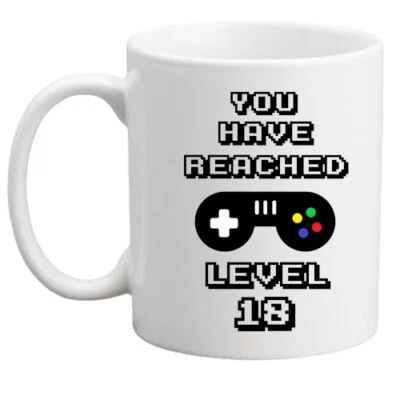 18th birthday mug/gaming gift/gamer/gift for him/men/her/women/level up mug gift