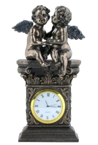 Twin Cherubs Whispering Clock - Picture 1 of 1