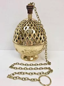 BRASS SINGLE CHAIN CHURCH CENSER / THURIBLE #173 - CATHEDRAL CHURCH - Picture 1 of 9