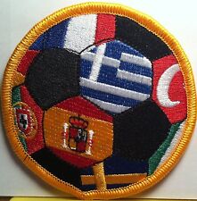 World Soccer Ball Flags Embroidered Iron-On Patch Greece, Spain, & More