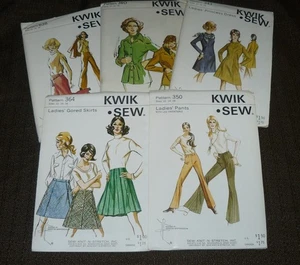 Lot of 5 Vintage 1970s Kwik Sew Sewing Patterns Pants Skirts Jacket Uncut 12-16 - Picture 1 of 3