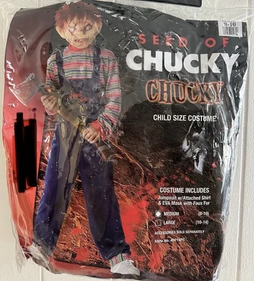 CHUCKY Kids (Medium 8-10) HALLOWEEN COSTUME Excellent Condition -Mask Never Used - Photo 1/4