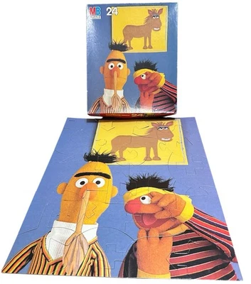 Milton Bradley Sesame Street 24 Pc Puzzle Ernie Bert Donkey #4670-10 1982 Vtg - Image 1 of 4
