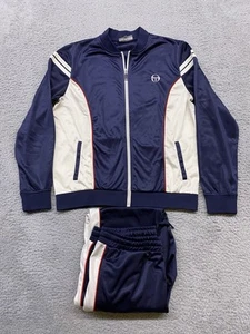 Sergio Tacchini Track Suit Mens XL Blue Full Zip Jacket & Pants Retro Gym - Picture 1 of 20