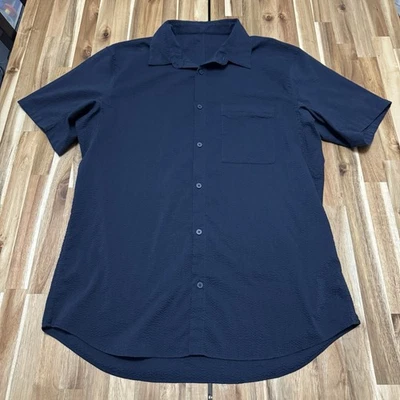 Lululemon Shirt Mens L Blue Camp Collar Button Up Seersucker Stretch Performance - Image 1 of 4