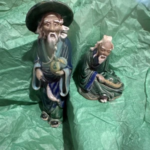 Antike chinesische Shiwan (Shekwan) Mudman Keramik Figur Set Männer Geschenk - Bild 1 von 5