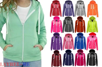 Zip Up Sweatshirt Hooded Hoodie Coat Jacket Top PLUS SIZE Top Ladies (8-26) - Image 1 of 2
