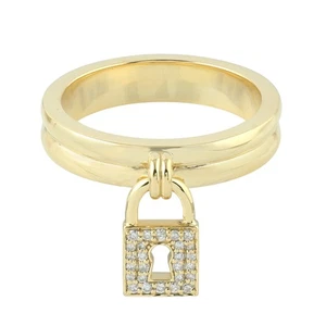 Alianzas de boda de joyería de diamantes naturales de oro amarillo de 14 k - Imagen 1 de 6