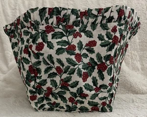 Vintage 1996 Longaberger Basket Liner Holiday Cheer Basket Holly Stand Up - Picture 1 of 8
