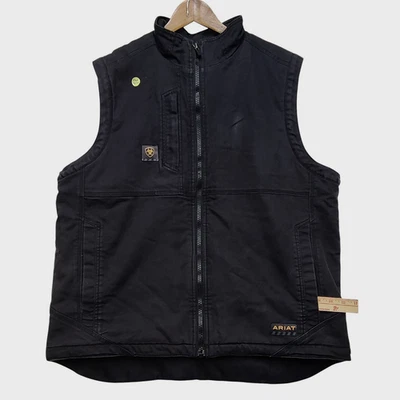 Chaleco de lona Ariat Rebar lavado Dura para hombre XL negro forrado de lana ropa de trabajo cremallera completa Foto 1 de 4