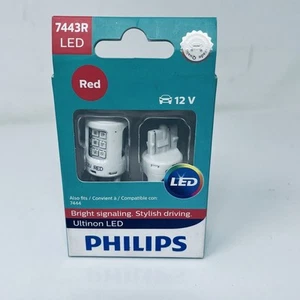 2x Philips 7443 RED LED Bright Super 6000k Light bulbs Reverse Tail Brake bulb - Picture 1 of 5