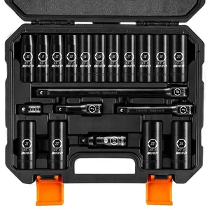 Juego de enchufes métricos de impacto profundo de accionamiento de 1/2", 20 piezas de enchufe métrico de acero Cr-V S... - Imagen 1 de 8