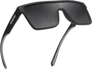Occhiali da sole polarizzati flat top donna uomo, oversize quadrati scudo occhiali sportivi - Foto 1 di 12