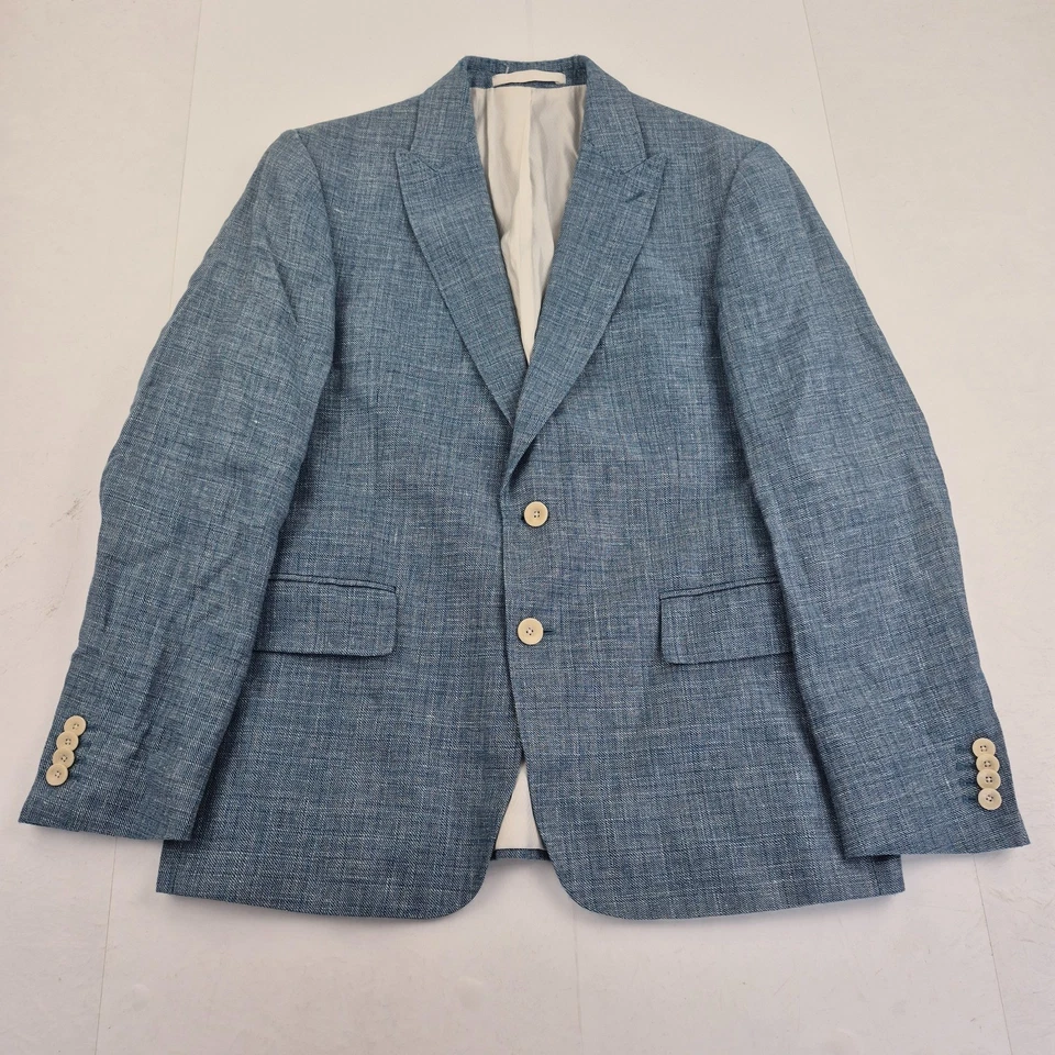 COLLEZIONE Blazer 40S Blue Men's Button Linen Wool Blend Jacket M&S - Image 1 of 4
