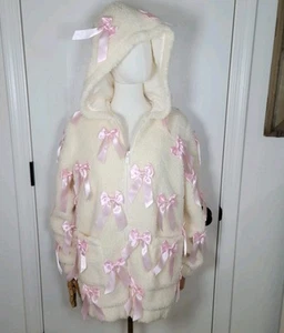 Dolls Kill Sugar Thrillz Pinky Promise Oversized Bow Sherpa Hoodie XXS Kawaii - Picture 1 of 11