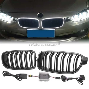 Rejilla delantera negra brillante con luz LED para BMW Serie 3 F30 2012 2013-2018 - Imagen 1 de 22