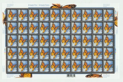 Canada Stamp Sheet Inscription Pane of 50 Insects Monarch Butterfly 2014 22 cent - Imagem 1 de 2