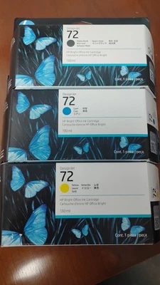 Nuevos cartuchos de tinta HP 72 DesignJet caja sin abrir C9373A C9371A C9403A caducidad 2027 Foto 1 de 2