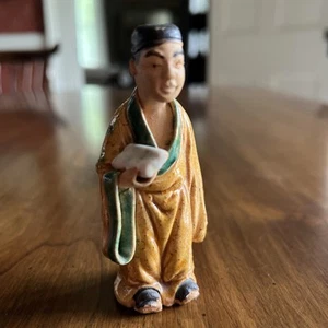 Antique Chinese Mud Man 3.5" Figurine; Elder with Book - Picture 1 of 17