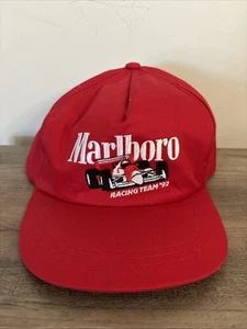 Vintage Marlboro Racing Team '92 Snapback Truckers Embroidered Red Hat Cap - Picture 1 of 6