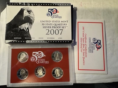 US 2007  MINT  50 STATES  Quarters Silver Proof  Set of 5 Coins - Image 1 of 2
