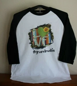 LOVE #grandmalife - Grandma Life - 3/4 Arm Baseball T-Shirt, Large, weiß/schwarz - Bild 1 von 6
