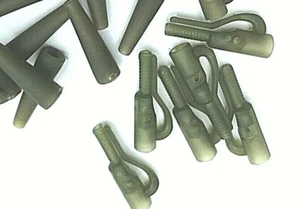 MOD 20 PIECE TRANS GREEN LEAD CLIPS x 10 & TAIL RUBBERS x 10 WITH LOCKING PINS - Picture 1 of 3