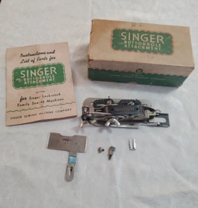 Vintage Singer Sewing Machine Buttonhole Attachment 121795 w/ instructions & box - Picture 1 of 7