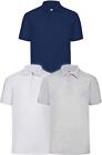 3 PACK FRUIT OF THE LOOM Plain 65/35 Polo Shirts Unisex Men Women Tee T Shirt