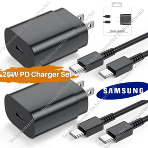 25W Dual Type C USB-C Cable Super Fast Wall PD Charger Block For Samsung Android - Picture 1 of 15
