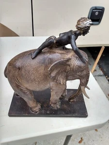 Vintage Elefant und Reiter Komposit Figur - Bild 1 von 8