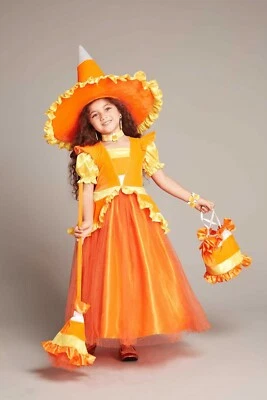 CHASING FIREFLIES GIRLS SIZE 8 CANDY CORN WITCH COSTUME/DRESS/HAT/BROOM - Image 1 of 4