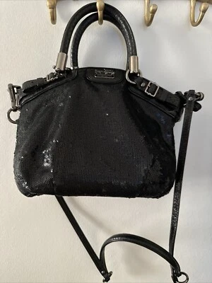 Coach Madison Sophia Black Sequin Satchel Crossbody F1120-18638 - Image 1 of 4