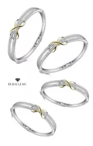 Brazalete de diamante con acabado en oro blanco oro amarillo infinito creado idea de regalo - Imagen 1 de 7